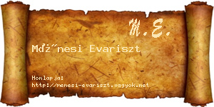 Ménesi Evariszt névjegykártya